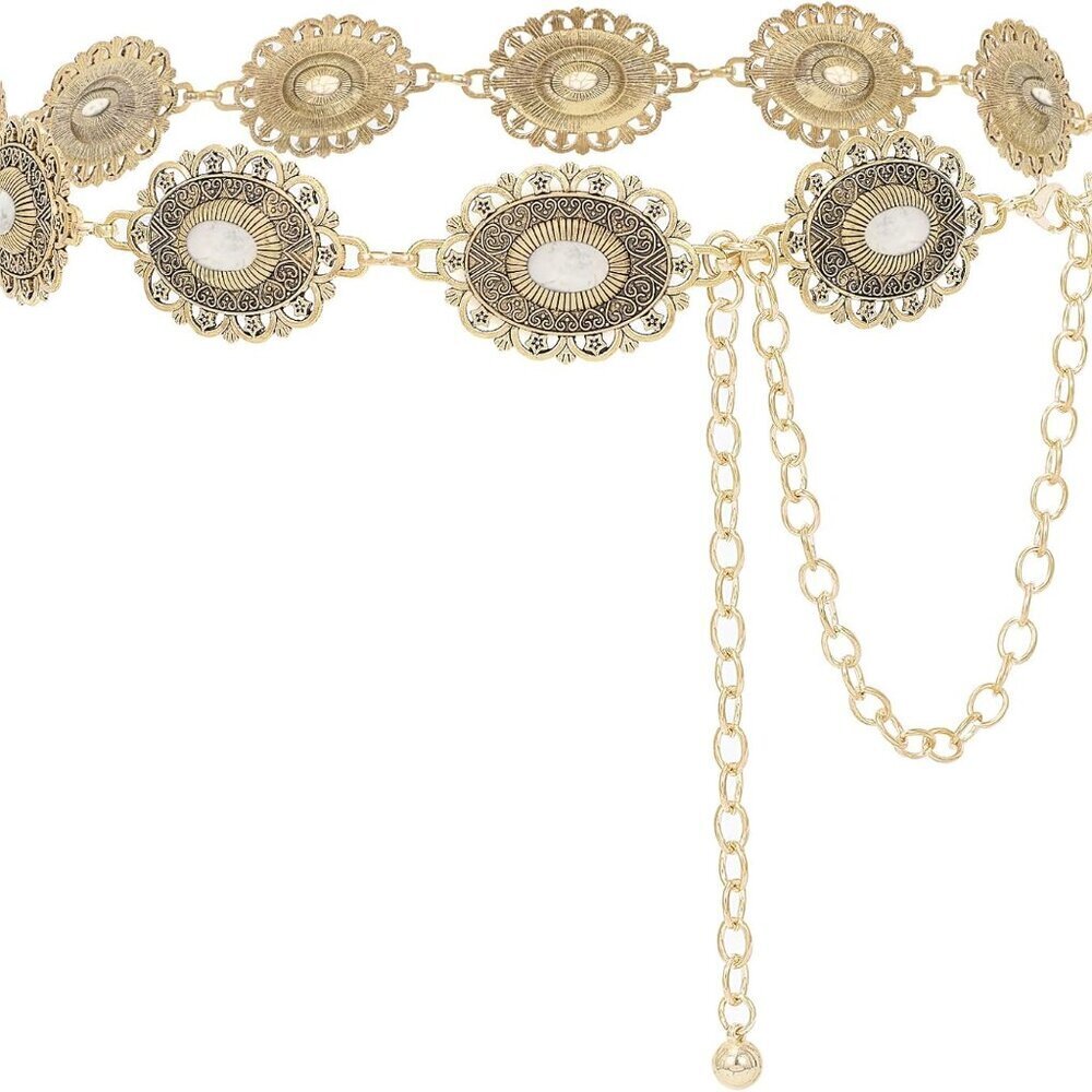 Women Boho Chain Belts For Dresses Jeans Western Cowgirl Waist Links Belt Adjust